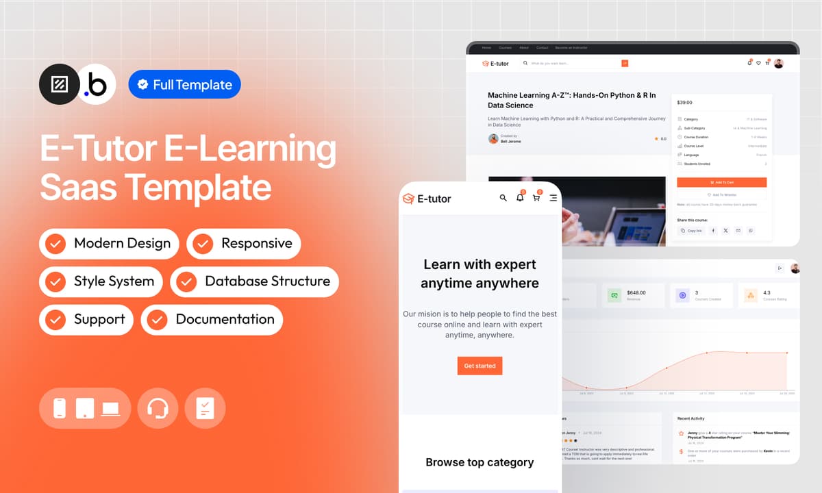 E-tutor E-learning Saas Template