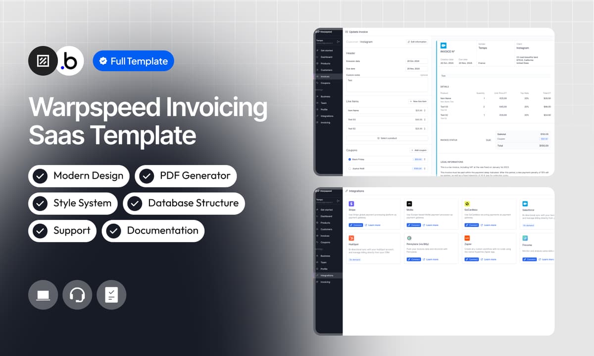 Warpspeed Invoicing Saas Template